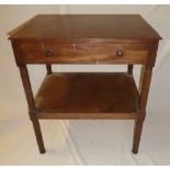 A 19th Century mahogany two-tier night stand with single frieze drawer on turned supports