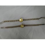 A ladies 9ct gold wrist watch by Rotary with 9ct on strap and one other ladies 9ct gold wrist watch
