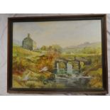 L**Rowe - oil on board "The Stone Bridge at Kenidjack Valley, St Just, Cornwall",