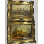 H** Foley - oils on canvases "Durham Cathedral from the river" and one other cathedral scene with