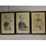 Three Punch cartoon portraits by R Searle including Sir Laurence Olivier and Vivien Leigh,