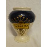 A 19th Century pottery tapered chemist jar "Leeches",