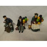 Three Royal Doulton china figures "The Lobster Man/The Balloon Man/The Old Balloon Seller" (3)