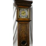 A good quality modern longcase clock in 18th Century-style floral decorated walnut case