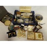 Two boxes containing a large selection of mixed costume jewellery
