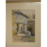 Helen Seddon - watercolour St Ives back street scene,