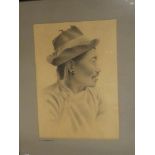 G**Douglas - pencil Bust portrait of an Eastern male "A Bhutia", signed and inscribed,