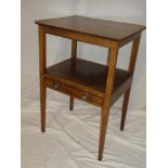 A 19th Century mahogany rectangular two tier night stand with a single drawer in the frieze on