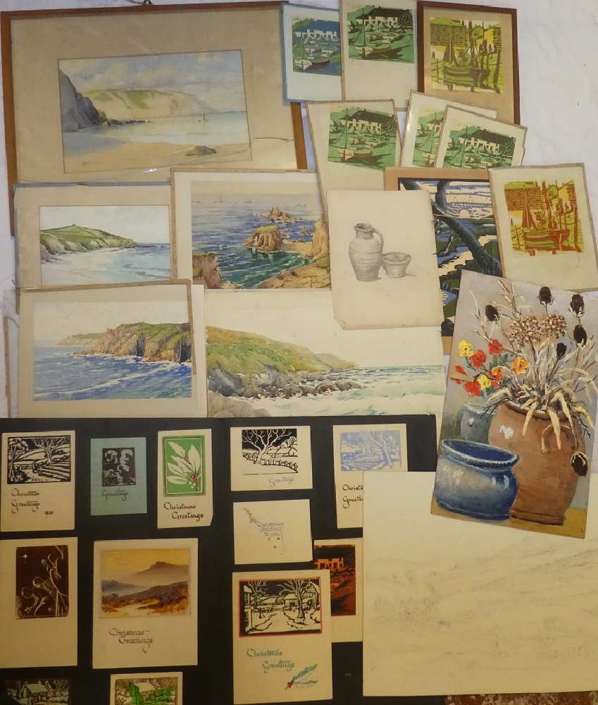 John Baron - watercolours A selection of various framed and unframed Cornish studies including