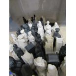 A large collection of ceramic Beneagles Scotch Whisky flagons depicting historical figures and