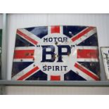 A large enamel Union Jack "BP" Motor Spirit enamel sign,