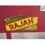 A Rajah Cigars enamel sign, some repaint, later copy,