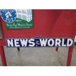 A NEWS OF THE WORLD station platform sign,