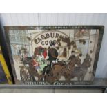 A rare Cadburys Cocoa pictorial enamel sign depicting two horses pulling a carriage "Do Your