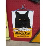 An enamel Black Cat Cigarettes advertising sign, Dodo Designs to verso, 9" x 12.