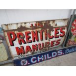 An enamel sign; Prenctice Manures,