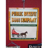 An enamel sign: Public Benefit Boot Company, 13.