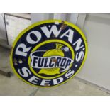 A circular enamel sign Fulcrop Rowan's Seeds, circa 1920's,