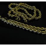 A gold rope twist necklace and matching bracelet, stamped 9k,