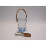 A Per Lutken designed Holmegaard ice bucket with cane handle and tongs,