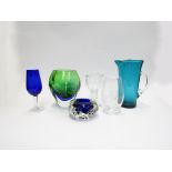 A collection of art glass including studio pieces, Liskeard etc,