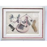 A pair of framed and glazed gouache on paper, surrealist studies circa 1950/60.