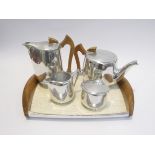 A Picquot Ware aluminium tea set and tray