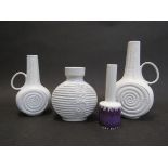 Four West German white matte & gloss porcelain vases including Gerold & Mitterteich.