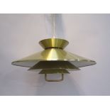 A Danish brassed four tiered ceiling light
