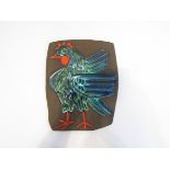 A stylised 1960's large stoneware art pottery tile wall hanging with cockerel design 32cm x 26cm