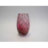 S J PENN- SMITH - A studio glass 'The Raspberries' vase in cranberry with bubble and gold foil