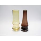 Two Finnish Riihimaki glass vases 1970's designed by Tamara Aladin 25cm high