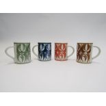 NICK CAIGER-SMITH (XX) Four Aldermaston Pottery glazed mugs in various colours including two