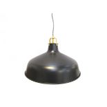 A matte black and white painted ceiling pendant light