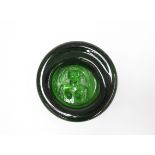 Erik Hoglund - A Boda green glass paperweight with relief moulded female nude to interior.