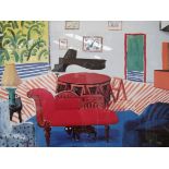 Two David Hockney large framed art poster prints for 'David Hockney,