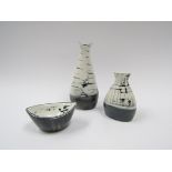 A Richard and Susan Parkinson Pottery three piece cruet set.