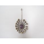 JACOB HUL (XX): Danish brutalist design pendant with amethyst