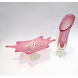 Two large pink glass vases (probably Bohemian) Tallest 37cm