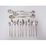 A collection of 16 pieces of Cohr Danish stainless steel and Sterling cutlery