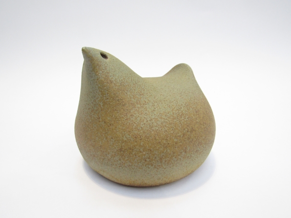 A stoneware figure of a bird, possibly Swedish, with speckled olive and ochre glaze, 10. - Image 2 of 4