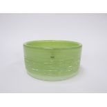 Bengt Edenfalk for Skruf - A pale apple green glass bowl with spun thread band to exterior.