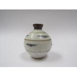 A Lowerdown Pottery porcelain bud vase painted with dash and dot detail.