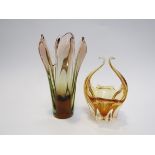 Two Czech freeform glass items by Josef Hospodka 1960's.