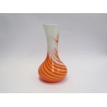 Carlo Moretti 1960 white orange swirl pattern vase,