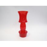 A Finnish glass vase by Riihimaki in red,