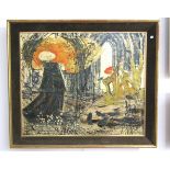 BERYL MAILE (XX/XXI) A 1964 mixed media on board depicting a monk in prayer. Signed bottom right.