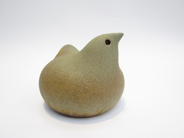 A stoneware figure of a bird, possibly Swedish, with speckled olive and ochre glaze, 10. - Image 3 of 4