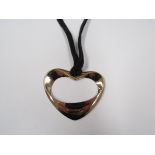 A Georg Jensen gold plated large Henning Koppel design heart pendant,