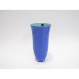 A Carlo Moretti Italian glass vase in blue and turquoise colours, labelled,